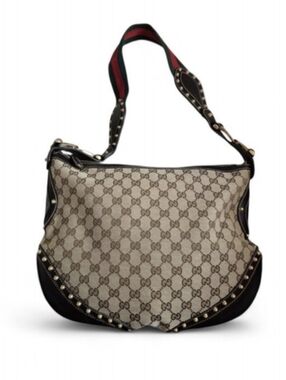 Gucci Monogram Web Studded Pelham Shoulder Bag
